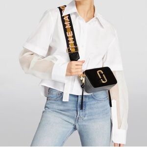 Marc Jacobs Black Pink Snapshot Crossbody Bag